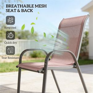 Set di 4 Sedie da Esterno Marroni con Schienale per Terrazza e Giardino - Product Image 2