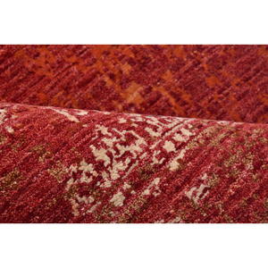 Tapis en laine rouge terre cuite noué à la main 9x12, abstrait, vieilli, vintage, à poils ras, moderne, réversible pour salon - Product Image 4