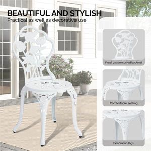 Set Bistrot da Esterno in Alluminio Pressofuso per Tutte le Stagioni, 3 Pezzi, con Tavolo e Sedie Rose per Patio, Giardino, Cortile - Product Image 6