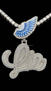 Colgante de hiphop de moissanita sólido personalizado para hombre, nuevo estilo de moda, nombre de letra grande personalizado, plata 925 con fianza de esmalte personalizada - Product Image 4