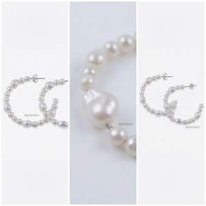 925 Sterling <b>Silver</b> <b>Pearl</b> Jewelry Vermeil Freshwater <b>Pearl</b> 3.5-4mm Stacked Hoop <b>Earrings</b> for Women Trendy Vintage Hoop <b>Earrings</b> - Product Image 4