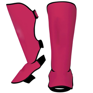 Protège-tibias de boxe en cuir, couleur unie, durables et chauds, avec fermeture auto-agrippante, pour l'entraînement et la compétition - Product Image 1