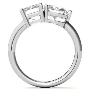 Anillo de Moissanita Toi Et Moi con Corte Esmeralda Redondo, Plata de Ley 925, Chapado en Oro Blanco, Joyería para Compromiso, Boda y Novia - Product Image 4