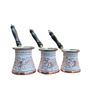 Auténtica cafetera turca Cezve, Briki griega, cafetera de cobre martillada a mano, olla árabe armenia para estufa con mango de latón - Product Image 4