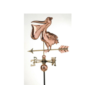 Copper Hummingbird Weather Vane with Flower Design Polished Finish Outdoor Garden Ornament Stake Mount - Product Image 5