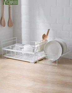 Escurridor de Platos de 2 Niveles, Metálico, Blanco, con Porta Cubiertos y Bandeja de Drenaje - Product Image 6