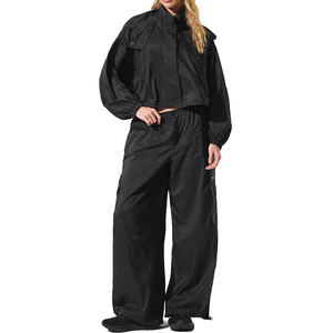 Conjunto de Chaqueta Ligera con Cierre y Pantalones Anchos de Moda para Mujer, Conjunto de 2 Piezas, Ropa Deportiva de Nailon, Cortavientos, Personalizable OEM - Product Image 1