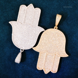 Large Hasma Hand Pendant - 925 Silver Moissanite Pendant, Fully Iced Out Moissanite Pendant, Hand-Set Stones, Fine Craftsmanship - Product Image 5