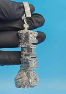 Colgante de pieza de ajedrez VVS Baguette Moissanite King, de plata 925, joyería Hip Hop, completamente engastado, colgante personalizado con letras, colgante de moda - Product Image 2