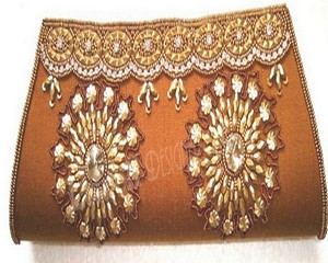 Beaded Gold <b>Clutch</b> Bag With Flower Embellishments Sparkling Evening Party Handbag - Product Image 2