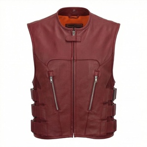 Chalecos de cuero para hombre NAI-5084B, chaleco de moda estilo motociclista, ropa de protección para motociclistas, color personalizado. - Product Image 1