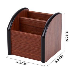 Custom Logo Small Wooden Standing Pencil Holder School Office Home Desk Organizer for Phone Ballpoint Pen Marker Storage - Product Image 4