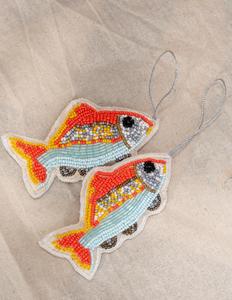 Ensemble d'ornements de poisson perlés faits à la main, décoration traditionnelle de Noël, artisanat textile en velours, forme animale, lot de 50 pièces, coffret cadeau - Product Image 1