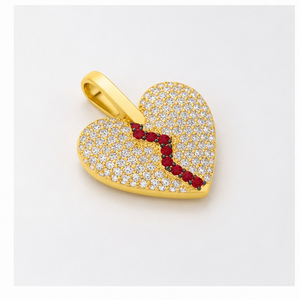 Colgantes de Plata 925 con Diamante Moissanita, Joyería de Moda Romántica Personalizada Única, Chapados en Oro, con Diseño de Corazón Roto Abultado, para Fiestas - Product Image 4