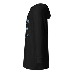 T-shirt unisexe à capuche noir à manches longues avec lettres graphiques bleues, en coton doux, décontracté, léger, vêtement de mode - Product Image 5