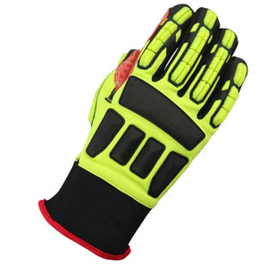 Guantes de Trabajo Resistentes a Impactos con Acolchado de TPR Amarillo Neón de Alta Calidad, Forro de Kevlar, Protección de Nudillos Nivel 6 ANSI/ISEA, Sin Recubrimiento - Product Image 1