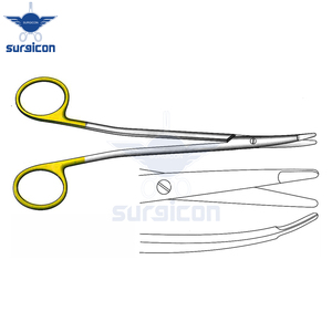 Tijeras Metzenbaum-Freeman de 18 cm (7 Pulgadas), Tijeras Quirúrgicas Curvas con Punta Redonda, de Carburo de Tungsteno TC Dorado, Acero Inoxidable - Product Image 4