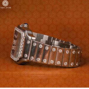Montre de luxe pour homme Charm_Jewells en acier inoxydable, cadran en cristal saphir, lunette sertie de diamants, mécanique analogique, 40 mm, 10 bars d'étanchéité - Product Image 2