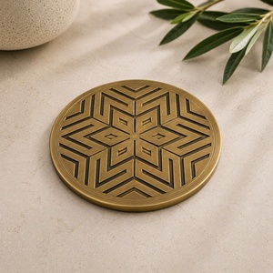 Geometric Heritage Brass <b>Coaster</b> Handcrafted Solid Brass Heat Resistant <b>Drink</b> <b>Coaster</b> Elegant Table Protection Gift - Product Image 1