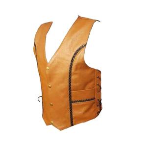 Gilet en cuir pour homme, style rétro décontracté, vintage, western, sans manches, coupe ajustée, pour motard, streetwear, automne - Product Image 1