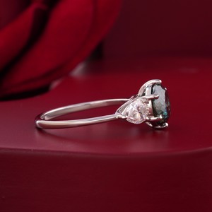 2.00 CT Fancy Green Lab Grown Diamond <b>Ring</b> with VS1 Clarity <b>Set</b> in 14K Yellow Gold Cocktail Statement Jewelry - Product Image 2