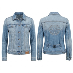 Chaqueta de Mezclilla de Algodón Tejido Premium para Mujer, Azul Lavado, Paneles Frontales, Corte Entallado, Estilo Casual, Ecológica - Product Image 3