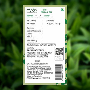 Té Verde Tulsi Tvoy 20 Bolsitas 36g – Té Natural Antioxidante y para el Alivio del Estrés - Product Image 6