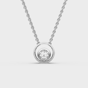 IGI Certified Lab Grown Diamond Bezel Set Solitaire Circle Pendant in <b>Solid</b> 925 Sterling <b>Silver</b> Minimal Floating Pendant - Product Image 4