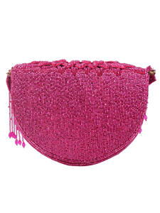 Bolso de mano de noche con cuentas y forma de media luna, con asa de borla, colores personalizados, cierre magnético, venta al por mayor - Product Image 3