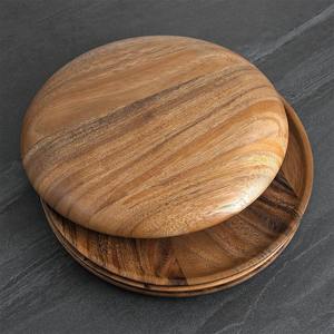 Plateaux ronds en bois d'acacia faits à la main, plateaux en bois pour servir du pain, des gâteaux, du fromage, des collations ou des fruits dans la cuisine ou sur la table - Product Image 5