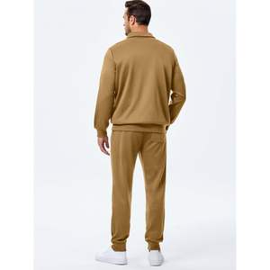 Ensemble de survêtement sportif confortable pour homme personnalisé, 2 pièces, polo à fermeture éclair quart de tour et pantalon de jogging, ensembles de survêtement - Product Image 5