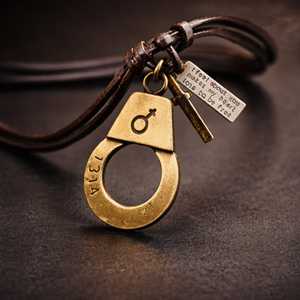 Freedom Cuff Titanium Steel Pendant with Adjustable Leather <b>Rope</b> for Men - Product Image 4