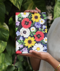 Diario hecho a mano de cuero suave con diseño de amapolas y girasoles, cuaderno – Regalo para escritores - Product Image 3