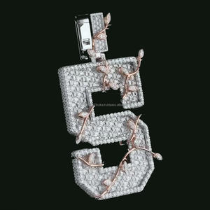 Custom Iced Number <b>Pendant</b> Silver Plated 925 Sterling Silver <b>Emerald</b> Cut Moissanite Diamonds Personalized Hiphop Party Jewelry - Product Image 6