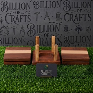 Ensemble de sous-verres en bois de qualité supérieure avec boîte de rangement Sous-verres décoratifs pour table basse Table à manger Maison Restaurant Hôtel - Product Image 5