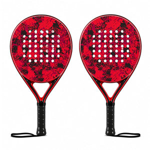 Raqueta de Pádel Gráfica Roja en Forma de Lágrima, Fibra de Carbono, Ligera, Agarre Antideslizante, Uso en Exteriores - Product Image 1