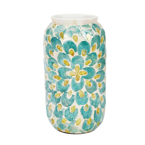 Vase à fleurs en nacre de luxe, fait main, mosaïque de coquillages, pour mariage et décoration intérieure - Product Image 1