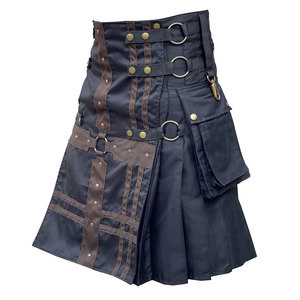 Kilt Escocés para Hombre, Negro y Marrón, de Algodón, con Botones a Presión de Latón, Modelo 2026 - Product Image 2