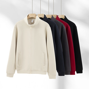 เสื้อแจ็คเก็ตออกกำลังกายแบบหนา 430 กรัม คอโอ ซิปหน้า สำหรับผู้ชาย ลายเรียบ สำหรับออกกำลังกายกลางแจ้ง ปักลาย บริการ OEM สำหรับฤดูใบไม้ร่วงและฤดูหนาว - Product Image 2