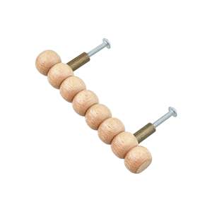 Poignée de meuble moderne en bois à perles, poignée en T, bouton de tiroir à vis avec finition polie, taille 5'' pour porte de placard - Product Image 1
