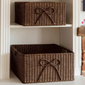 New Design Rattan Bow Storage <b>Basket</b> Set Of 3 Charming Natural Woven Storage Organization In Home Decor - Product Image 2