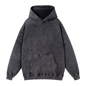 Sweat à capuche oversize imperméable pour homme, taille XS, effet délavé, streetwear, impression personnalisée, tissu polaire 100% coton, teinture unie - Product Image 5