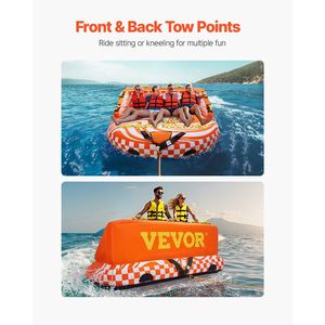 <b>Inflatable</b> 1-4 Riders Towable Tube 680lbs Water Sport Towable for Boat Pull Durable Towables Tubes for Boating - Product Image 6