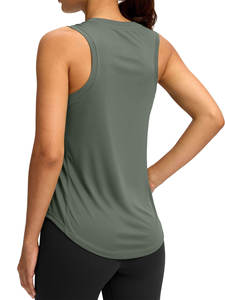 Camiseta Deportiva sin Mangas para Mujer, Color Sólido, Transpirable, de Secado Rápido, Tejido de Spandex y Poliéster, 180g, Largo Regular - Product Image 3
