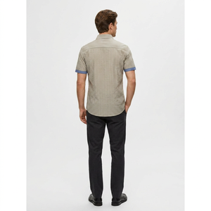 Camisa Casual de Manga Corta a Rayas para Hombre, Cuello Clásico, Tela Popelina Transpirable, Estilo Veraniego, Blanca, Holgada, con un Solo Botón, 140g - Product Image 5