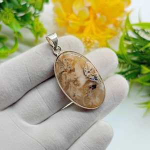 Elegante Colgante Vintage de Ágata Dendrítica con Forma de Tigre, Plata de Ley 925, Gema Oval Bicolor, Regalo de Compromiso para Ella - Product Image 3