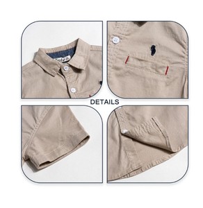 Camisa de algodón Oxford de manga corta con bolsillo y logotipo de pony para niños, estilo casual preppy, cuello vuelto. - Product Image 4