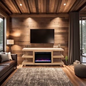 Supporto TV caminetto da 65 pollici alloro Canyon con finitura naturale montaggio minimo per TV fino a 75 pollici - Product Image 1