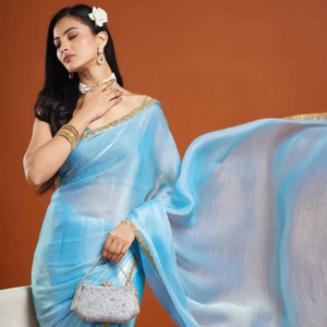 KV Silk <b>Blend</b> Embellished Saree with unstitched blouse - Product Image 1