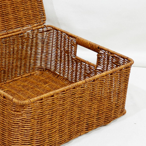<b>Large</b> Rectangle Poly Rattan Eco-Friendly Multifunction <b>Storage</b> <b>Basket</b> with Lid for Baby Clothing Organization - Product Image 4
